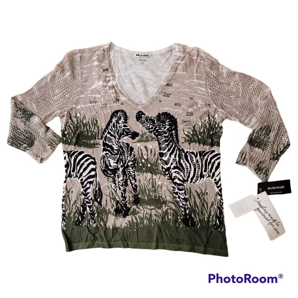 NWT Nygard Collection Womens Medium Zebra Animal Print Sweater
